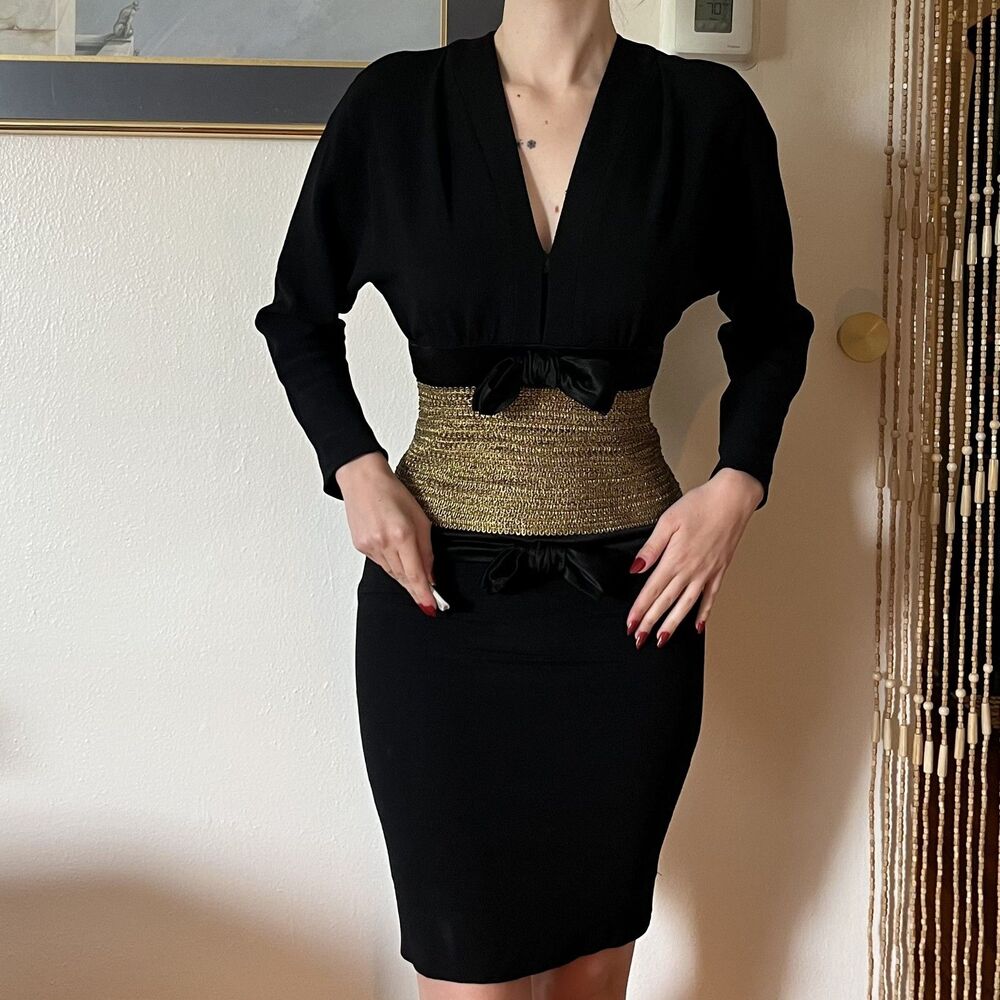 Rare Vintage Liancarlo Couture Neiman Marcus Black Pencil Cocktail Dress Size 6